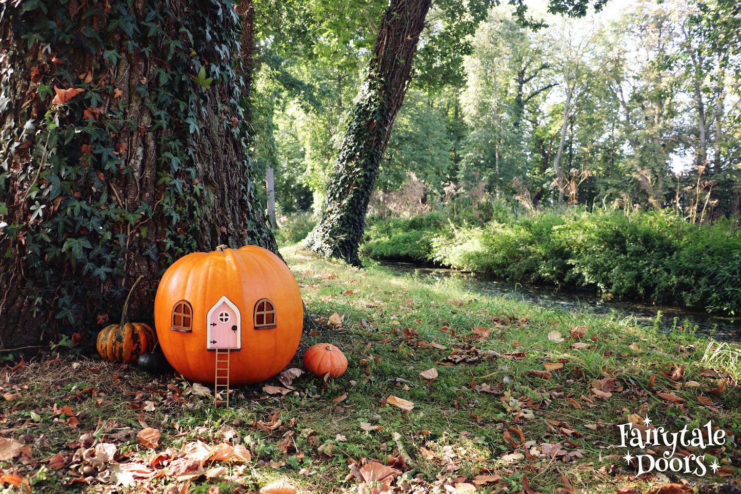 Fairy Pumpkin house set with Pink Door