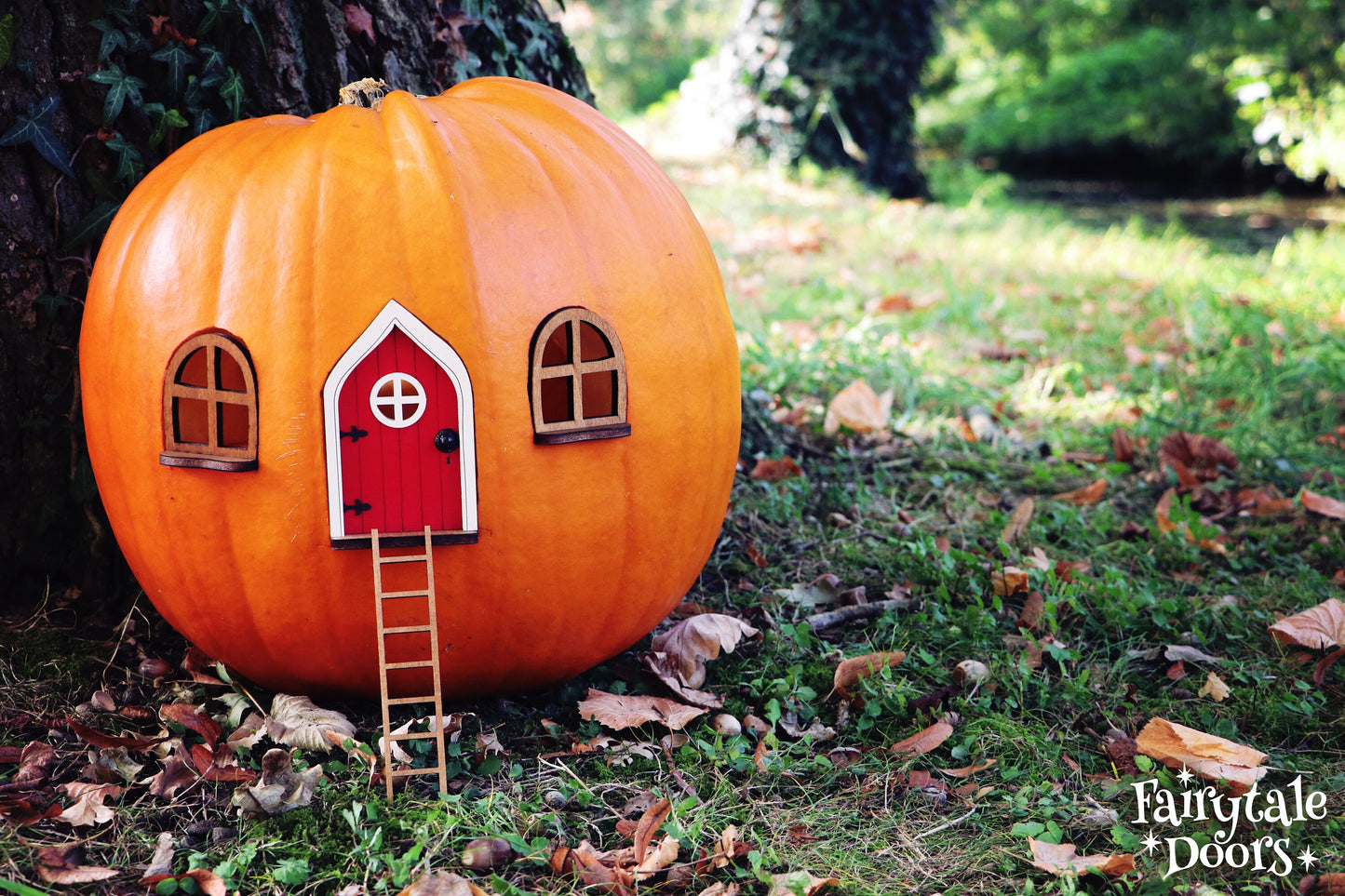 Fairy Pumpkin house set with Red Door