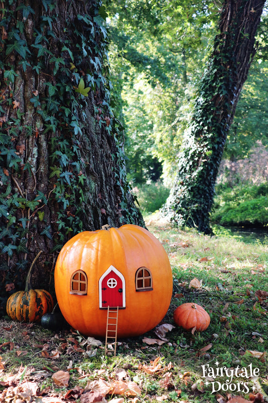 Fairy Pumpkin house set with Red Door